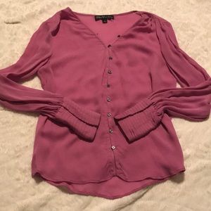 Gauzy Button Down Magenta Top